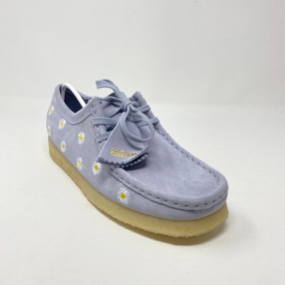 Clarks Wallabee Embroidered Slip-On Shoes Size 10 Cloud Grey Embroidery Suede - Picture 8 of 12